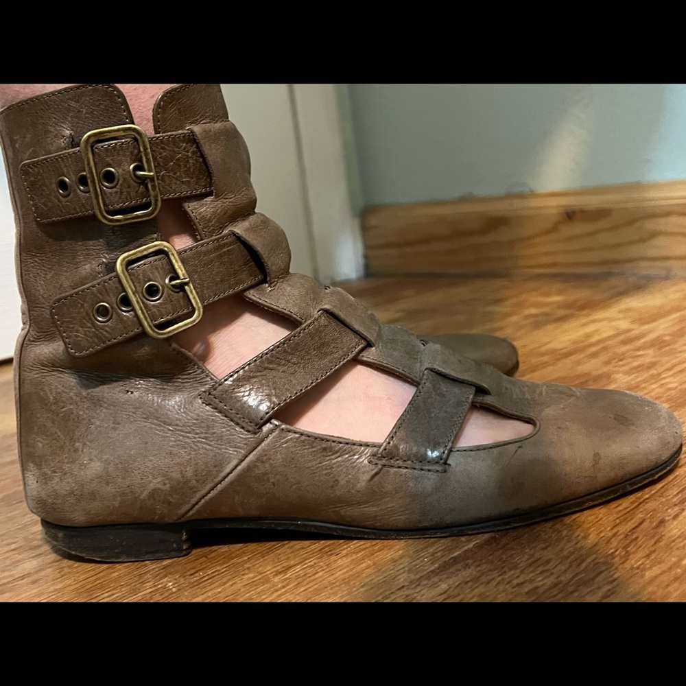 Marc Jacobs Brown Leather Buckle Ankle Boots, size 39